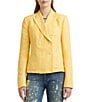 Color:Primrose Yellow - Image 1 - Linen-Blend Twill Double-Breasted Blazer