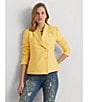 Color:Primrose Yellow - Image 4 - Linen-Blend Twill Double-Breasted Blazer