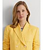 Color:Primrose Yellow - Image 6 - Linen-Blend Twill Double-Breasted Blazer