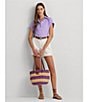 Color:Wild Lavender - Image 6 - Linen Point Collar Short Dolman Sleeve Shirt