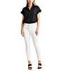 Lauren Ralph Lauren Linen Point Collar Short Dolman Sleeve Shirt, Color:Black - Image 3