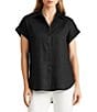 Lauren Ralph Lauren Linen Point Collar Short Dolman Sleeve Shirt - Image 1