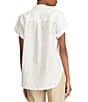 Lauren Ralph Lauren Linen Point Collar Short Dolman Sleeve Shirt, Color:Ivory - Image 2