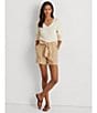 Color:Birch Tan - Image 4 - Linen High Rise Tie Belted Relaxed Shorts