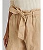 Color:Birch Tan - Image 5 - Linen High Rise Tie Belted Relaxed Shorts