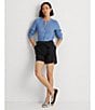 Color:Lauren Navy - Image 4 - Linen High Rise Tie Belted Relaxed Shorts