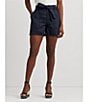 Color:Lauren Navy - Image 6 - Linen High Rise Tie Belted Relaxed Shorts