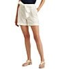 Color:White - Image 1 - Linen High Rise Tie Belted Relaxed Shorts