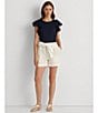 Color:White - Image 5 - Linen High Rise Tie Belted Relaxed Shorts