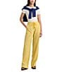 Lauren Ralph Lauren Linen Mid Rise Patch Pocket Drawstring Waist Wide-Leg Pant, Color:Primrose Yellow - Image 3