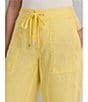 Lauren Ralph Lauren Linen Mid Rise Patch Pocket Drawstring Waist Wide-Leg Pant, Color:Primrose Yellow - Image 4