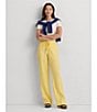 Lauren Ralph Lauren Linen Mid Rise Patch Pocket Drawstring Waist Wide-Leg Pant, Color:Primrose Yellow - Image 5