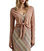 Lauren Ralph Lauren Linen Open Tie Front Long Sleeve Cardigan, Color:Sun Blush - Image 1