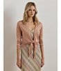 Lauren Ralph Lauren Linen Open Tie Front Long Sleeve Cardigan, Color:Sun Blush - Image 5