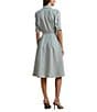 Lauren Ralph Lauren Linen Point Collar Elbow-length Sleeves Tie Front Shirt Midi Dress, Color:Aqua Pearl - Image 2