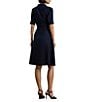 Lauren Ralph Lauren Linen Point Collar Elbow Sleeve Button Front Self Tie Fit-And-Flare Shirt Midi Dress, Color:Lauren Navy - Image 2
