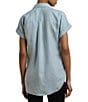 Lauren Ralph Lauren Linen Point Collar Short Sleeve Button Front Shirt, Color:Aqua Pearl - Image 2