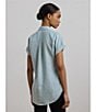 Lauren Ralph Lauren Linen Point Collar Short Sleeve Button Front Shirt, Color:Aqua Pearl - Image 5
