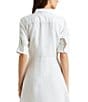 Lauren Ralph Lauren Linen Short Sleeve Button Down Self Tie Waist Shirt Dress, Color:White - Image 4