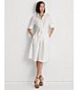 Lauren Ralph Lauren Linen Short Sleeve Button Down Self Tie Waist Shirt Dress, Color:White - Image 6