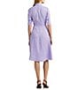 Color:Wild Lavender - Image 2 - Linen Tie Waist Point Collar Button Down Shirt Dress