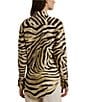 Lauren Ralph Lauren Linen Zebra Print Point Collar Long Sleeve Button-Front Shirt, Color:Cream/Brown - Image 2