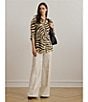 Lauren Ralph Lauren Linen Zebra Print Point Collar Long Sleeve Button-Front Shirt, Color:Cream/Brown - Image 5