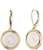 Color:Two Tone - Image 1 - Logo Coin Drop Earrings