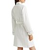 Color:White - Image 2 - Long Kimono Sleeve Short Cozy Cotton Robe
