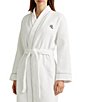 Color:White - Image 3 - Long Kimono Sleeve Short Cozy Cotton Robe