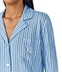 Color:Blue Stripe - Image 3 - Long Sleeve Notch Collar & Long Pant Knit Striped Pajama Set