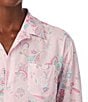 Color:Pink Print - Image 4 - Long Sleeve Notch Collar Button-Front Woven Paisley Nightshirt