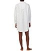 Color:White - Image 2 - Long Sleeve Notch Collar Button-Front Woven Shadow Stripe Nightshirt