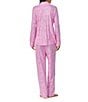 Color:Pink Paisley - Image 2 - Long Sleeve Notch Collar Knit Paisley Print Pajama Set