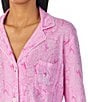 Color:Pink Paisley - Image 3 - Long Sleeve Notch Collar Knit Paisley Print Pajama Set