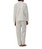 Color:White/Floral - Image 2 - Long Sleeve Notch Collar Long Pant Woven Floral Striped Pajama Set