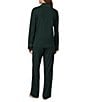 Lauren Ralph Lauren Long Sleeve Notch Collar Plaid Trim Knit Pajama Set - Image 2