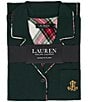Lauren Ralph Lauren Long Sleeve Notch Collar Plaid Trim Knit Pajama Set - Image 4
