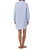 Color:Blue Stripe - Image 2 - Long Sleeve Roll Tab Woven Button-Front Striped Nightshirt
