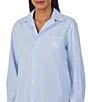 Color:Blue Stripe - Image 3 - Long Sleeve Roll Tab Woven Button-Front Striped Nightshirt