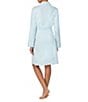 Lauren Ralph Lauren Long Sleeve Shawl Collar Interlock Knit Striped Short Robe, Color:Light Blue Stripe - Image 2
