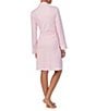 Lauren Ralph Lauren Long Sleeve Shawl Collar Interlock Knit Striped Short Robe, Color:Pink Stripe - Image 2