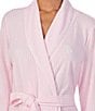 Lauren Ralph Lauren Long Sleeve Shawl Collar Interlock Knit Striped Short Robe, Color:Pink Stripe - Image 3