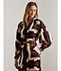 Lauren Ralph Lauren Luxe Twill Equestrian Inspired Print Point Collar Long Sleeve Button Front Midi Shirtdress, Color:Navy/Cream Multi - Image 6