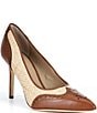 Lauren Ralph Lauren Lynden Raffia And Perforated Leather Pointed Toe Pumps - Image 1