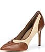 Lauren Ralph Lauren Lynden Raffia And Perforated Leather Pointed Toe Pumps - Image 4