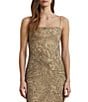 Lauren Ralph Lauren Mesh Beaded Palm Print Square Neck Sleeveless Column Gown, Color:Medium Grey Multi - Image 3