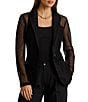 Lauren Ralph Lauren Mesh Notch Collar Long Sleeve Single Button Blazer - Image 1