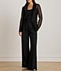Lauren Ralph Lauren Mesh Notch Collar Long Sleeve Single Button Blazer - Image 3
