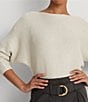 Color:Mascarpone Cream - Image 3 - Metallic Long Sleeve Boat Neck Sweater